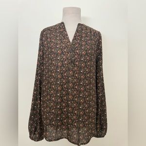 Treasure & Bond Blouse Lightweight Balloon Sleeve Floral Print Size S